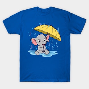 Baby Elephant Umbrella Raindrops T-Shirt